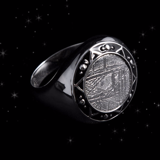 Meteorite signet outlet ring